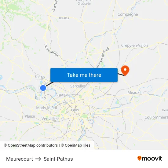 Maurecourt to Saint-Pathus map