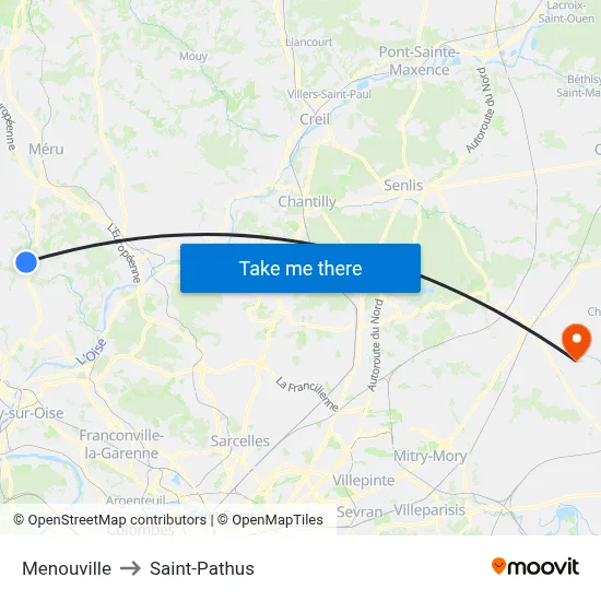 Menouville to Saint-Pathus map