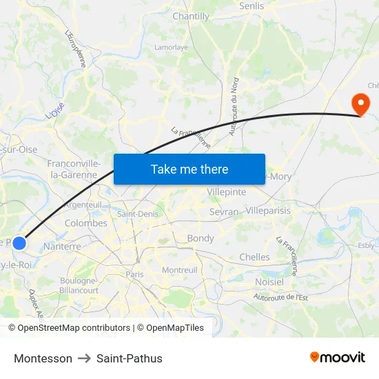 Montesson to Saint-Pathus map