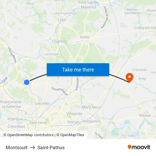 Montsoult to Saint-Pathus map