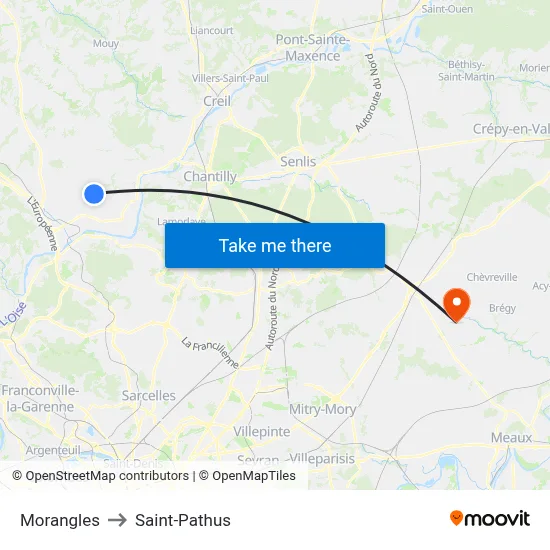 Morangles to Saint-Pathus map