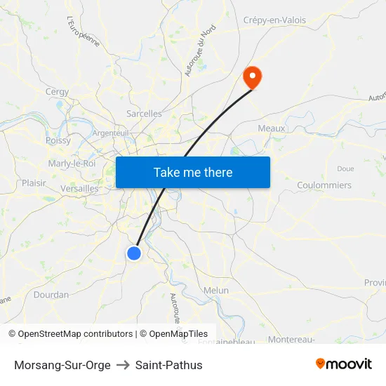 Morsang-Sur-Orge to Saint-Pathus map