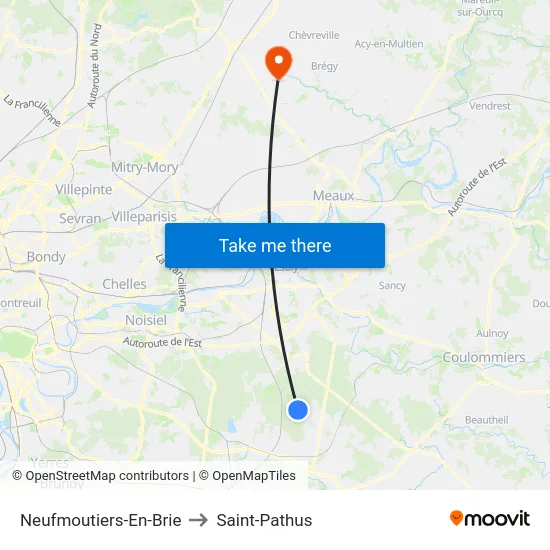 Neufmoutiers-En-Brie to Saint-Pathus map