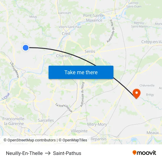 Neuilly-En-Thelle to Saint-Pathus map