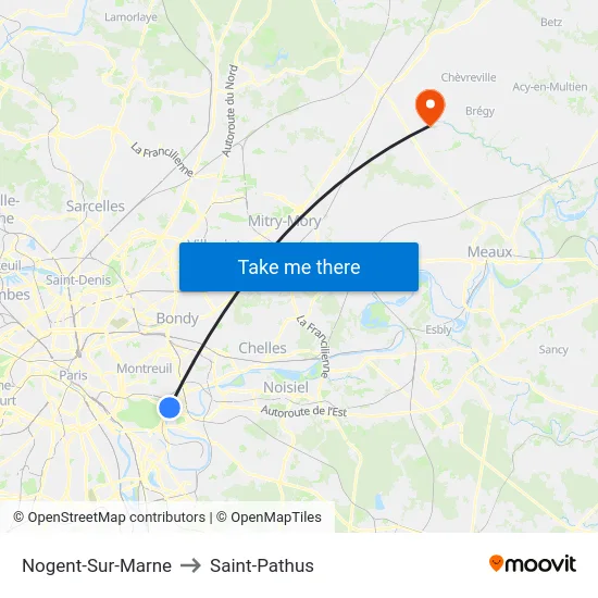 Nogent-Sur-Marne to Saint-Pathus map