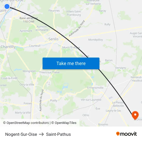 Nogent-Sur-Oise to Saint-Pathus map
