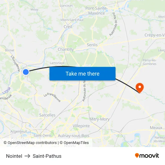 Nointel to Saint-Pathus map