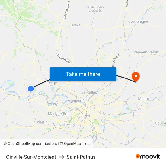 Oinville-Sur-Montcient to Saint-Pathus map