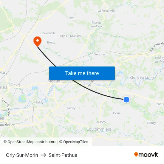 Orly-Sur-Morin to Saint-Pathus map