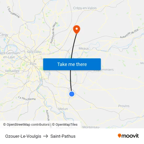 Ozouer-Le-Voulgis to Saint-Pathus map
