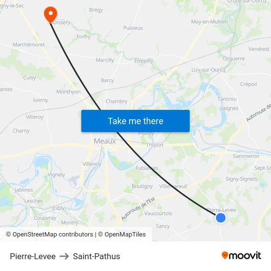Pierre-Levee to Saint-Pathus map
