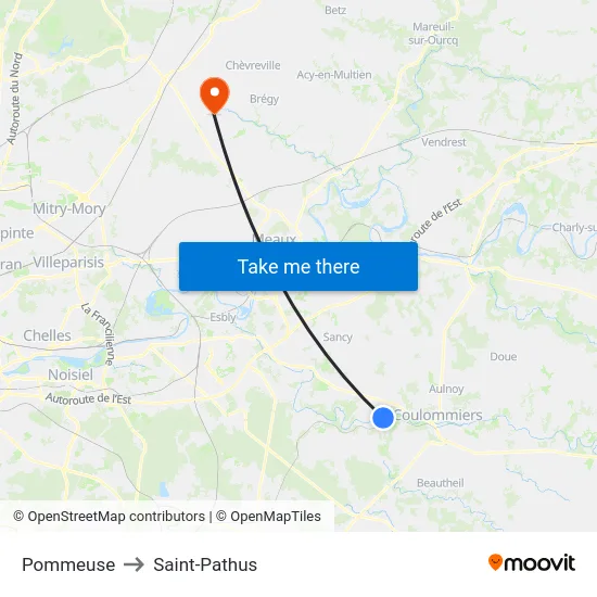 Pommeuse to Saint-Pathus map