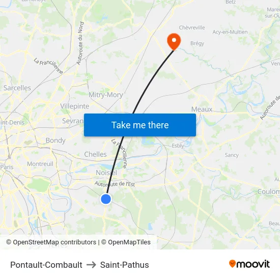 Pontault-Combault to Saint-Pathus map
