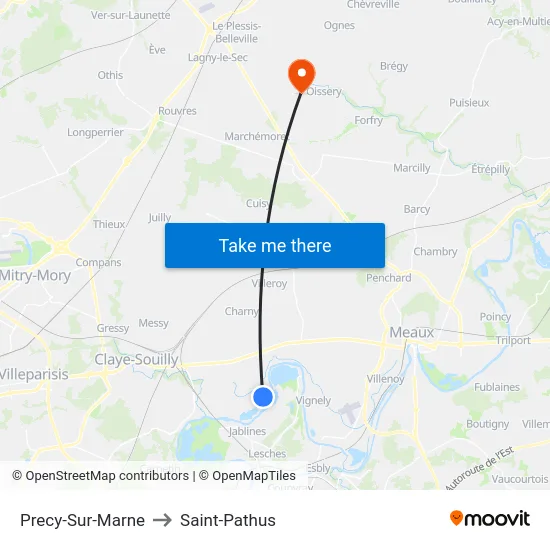 Precy-Sur-Marne to Saint-Pathus map