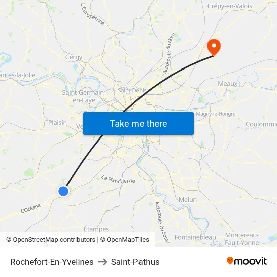 Rochefort-En-Yvelines to Saint-Pathus map
