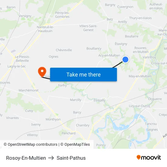 Rosoy-En-Multien to Saint-Pathus map