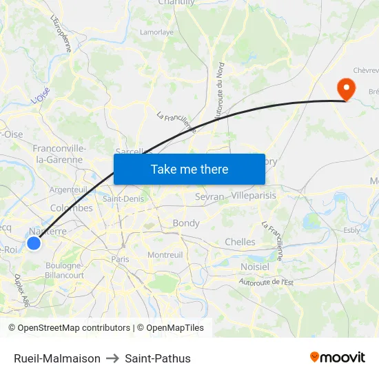 Rueil-Malmaison to Saint-Pathus map