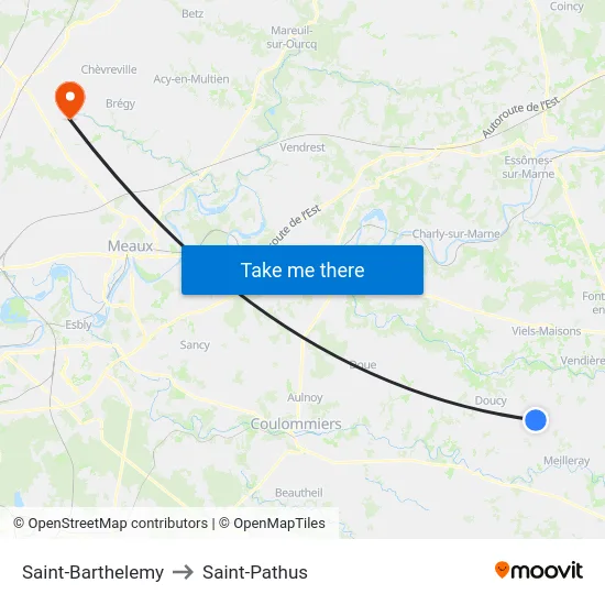 Saint-Barthelemy to Saint-Pathus map