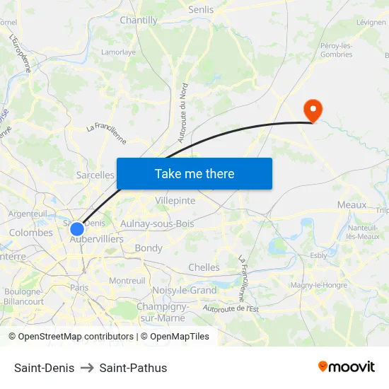 Saint-Denis to Saint-Pathus map