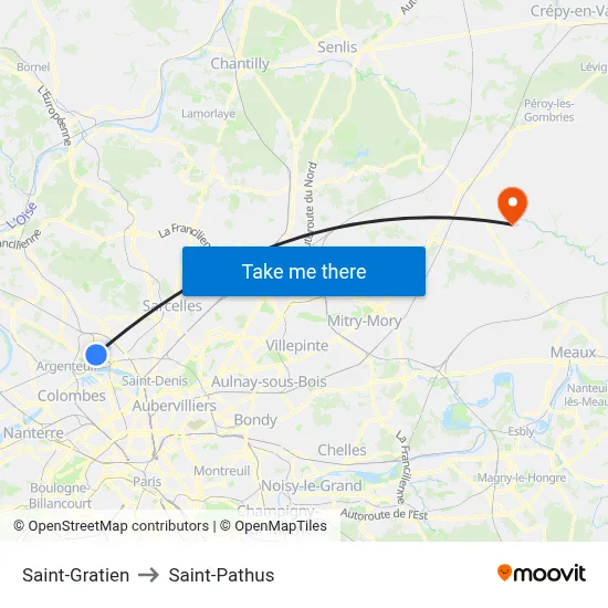 Saint-Gratien to Saint-Pathus map