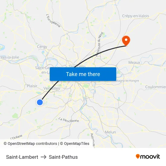 Saint-Lambert to Saint-Pathus map