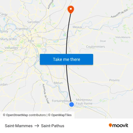 Saint-Mammes to Saint-Pathus map