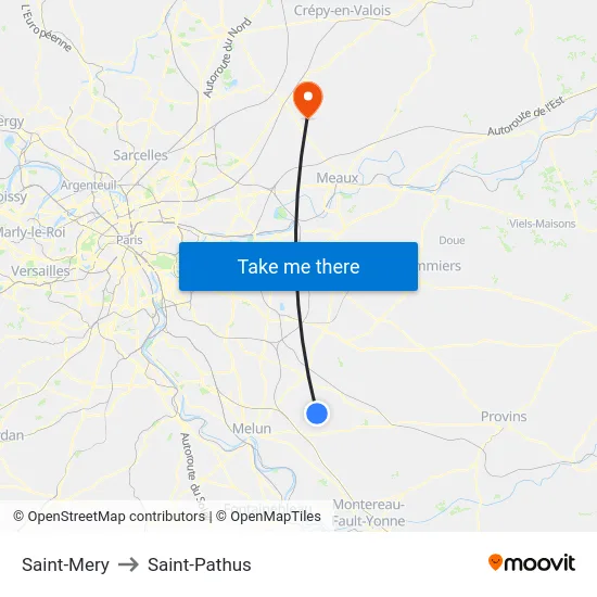 Saint-Mery to Saint-Pathus map