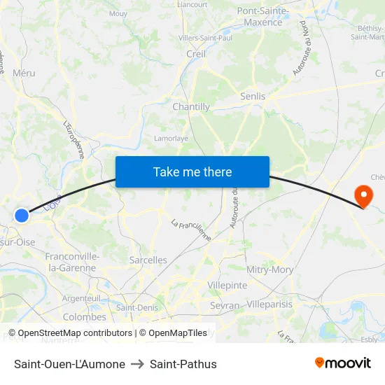 Saint-Ouen-L'Aumone to Saint-Pathus map