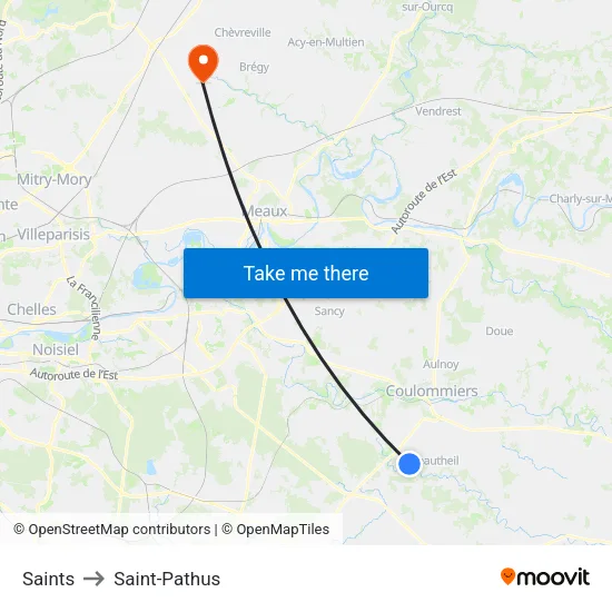 Saints to Saint-Pathus map