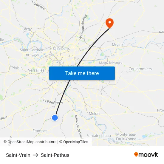 Saint-Vrain to Saint-Pathus map