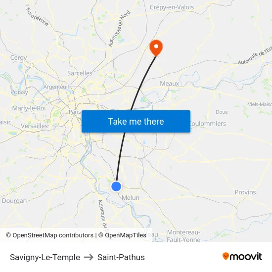 Savigny-Le-Temple to Saint-Pathus map