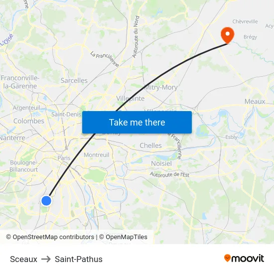 Sceaux to Saint-Pathus map