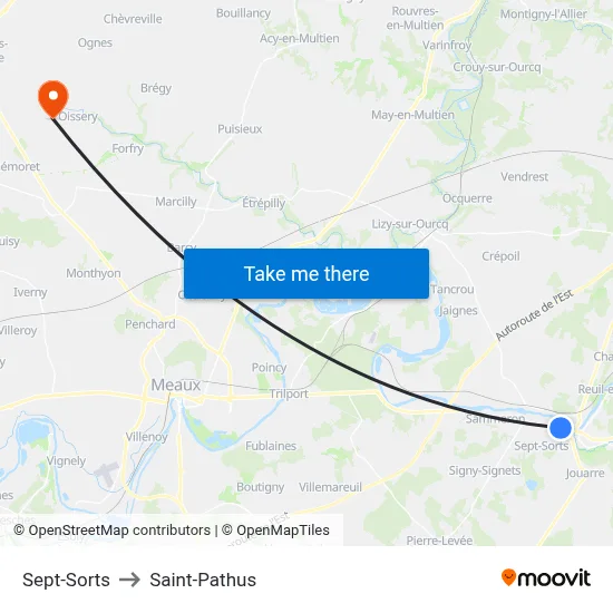 Sept-Sorts to Saint-Pathus map