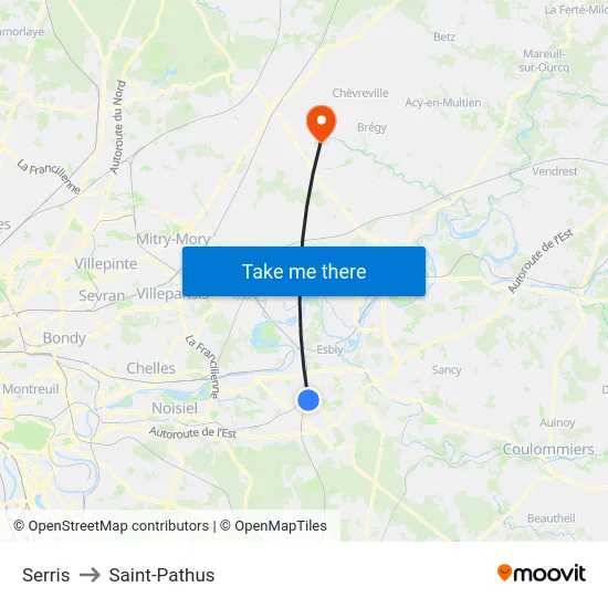 Serris to Saint-Pathus map