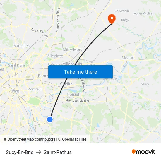 Sucy-En-Brie to Saint-Pathus map