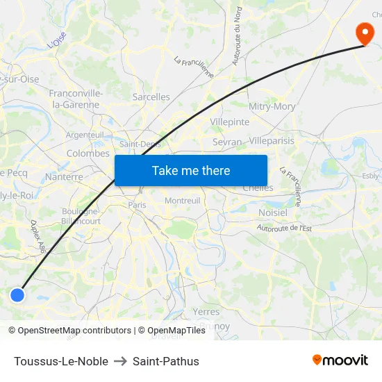 Toussus-Le-Noble to Saint-Pathus map