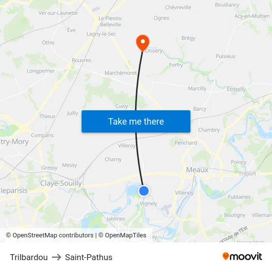 Trilbardou to Saint-Pathus map