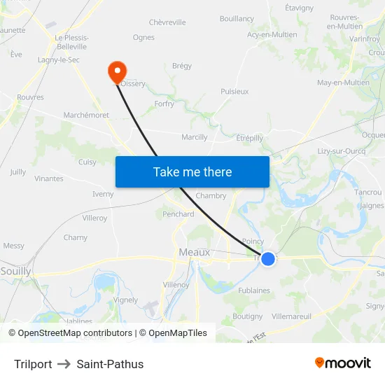 Trilport to Saint-Pathus map