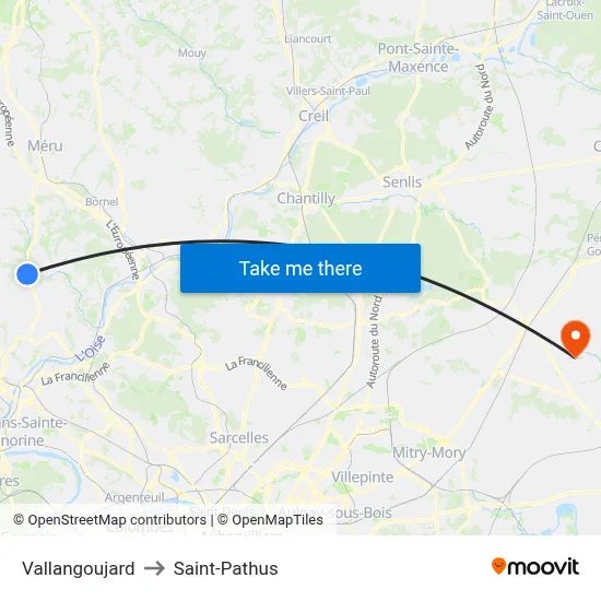 Vallangoujard to Saint-Pathus map