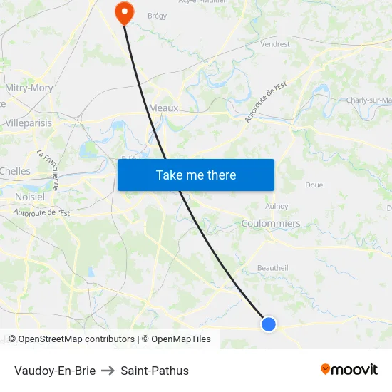 Vaudoy-En-Brie to Saint-Pathus map