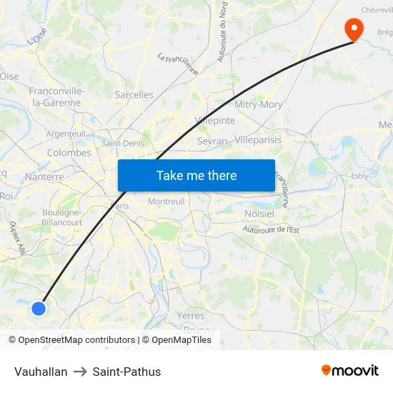 Vauhallan to Saint-Pathus map