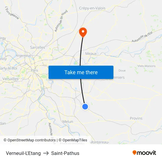 Verneuil-L'Etang to Saint-Pathus map