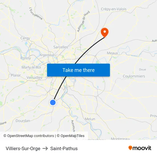 Villiers-Sur-Orge to Saint-Pathus map