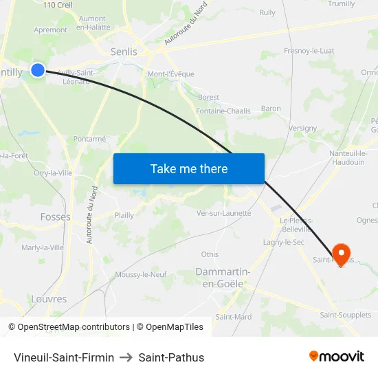 Vineuil-Saint-Firmin to Saint-Pathus map