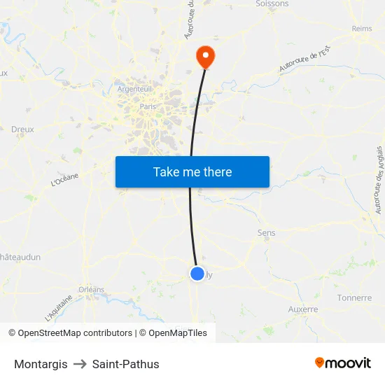 Montargis to Saint-Pathus map