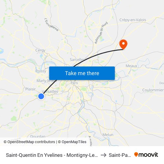 Saint-Quentin En Yvelines - Montigny-Le-Bretonneux to Saint-Pathus map