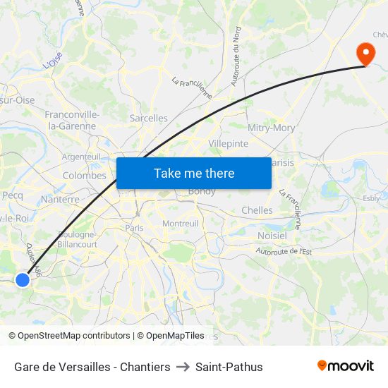 Gare de Versailles - Chantiers to Saint-Pathus map