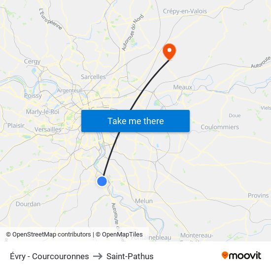 Évry - Courcouronnes to Saint-Pathus map
