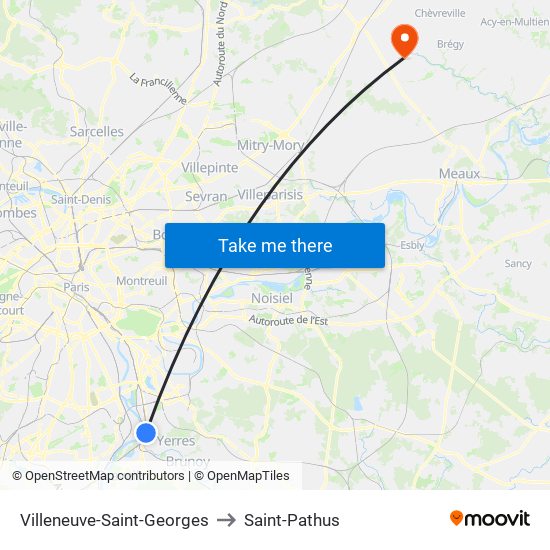 Villeneuve-Saint-Georges to Saint-Pathus map