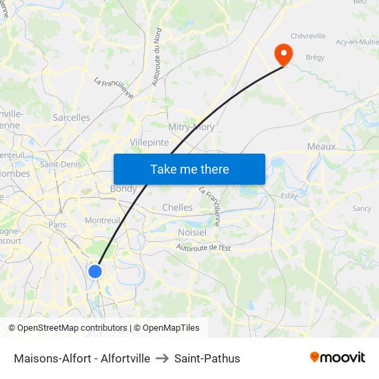 Maisons-Alfort - Alfortville to Saint-Pathus map